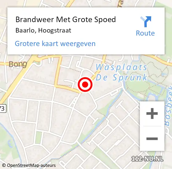 Locatie op kaart van de 112 melding: Brandweer Met Grote Spoed Naar Baarlo, Hoogstraat op 5 april 2020 23:24