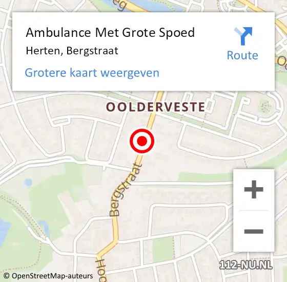 Locatie op kaart van de 112 melding: Ambulance Met Grote Spoed Naar Herten, Bergstraat op 6 april 2020 00:25