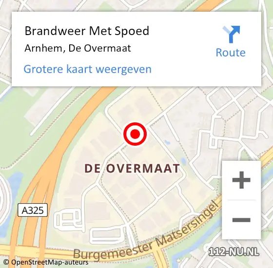 Locatie op kaart van de 112 melding: Brandweer Met Spoed Naar Arnhem, De Overmaat op 6 april 2020 01:06