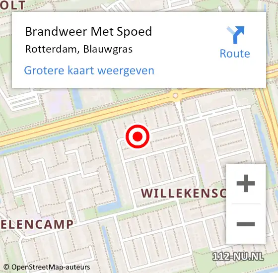 Locatie op kaart van de 112 melding: Brandweer Met Spoed Naar Rotterdam, Blauwgras op 6 april 2020 01:36