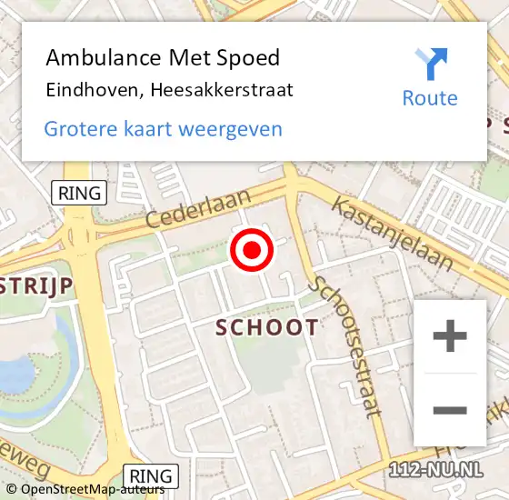 Locatie op kaart van de 112 melding: Ambulance Met Spoed Naar Eindhoven, Heesakkerstraat op 6 april 2020 02:40