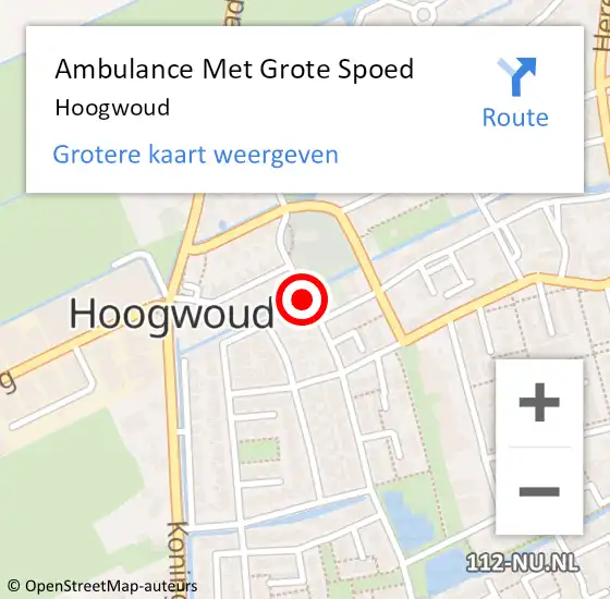 Locatie op kaart van de 112 melding: Ambulance Met Grote Spoed Naar Hoogwoud op 6 april 2020 03:58