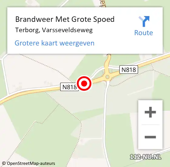 Locatie op kaart van de 112 melding: Brandweer Met Grote Spoed Naar Terborg, Varsseveldseweg op 6 april 2020 04:37