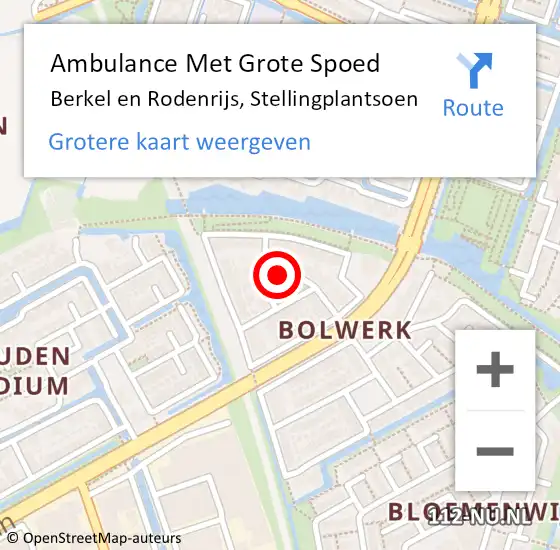 Locatie op kaart van de 112 melding: Ambulance Met Grote Spoed Naar Berkel en Rodenrijs, Stellingplantsoen op 6 april 2020 06:50