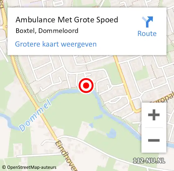 Locatie op kaart van de 112 melding: Ambulance Met Grote Spoed Naar Boxtel, Dommeloord op 6 april 2020 09:09