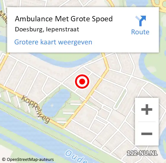 Locatie op kaart van de 112 melding: Ambulance Met Grote Spoed Naar Doesburg, Iepenstraat op 6 april 2020 09:43