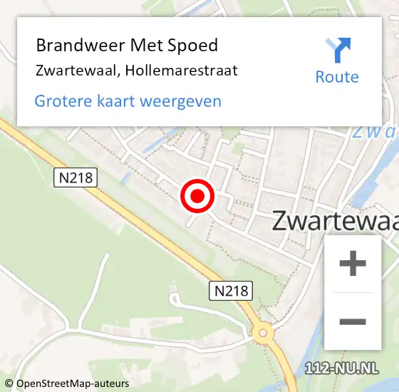 Locatie op kaart van de 112 melding: Brandweer Met Spoed Naar Zwartewaal, Hollemarestraat op 6 april 2020 10:00