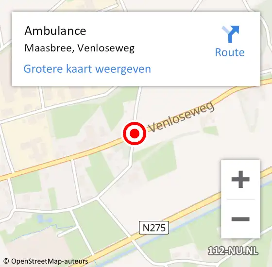 Locatie op kaart van de 112 melding: Ambulance Maasbree, Venloseweg op 6 april 2020 11:35