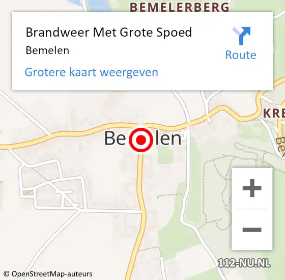 Locatie op kaart van de 112 melding: Brandweer Met Grote Spoed Naar Bemelen op 6 april 2020 12:49