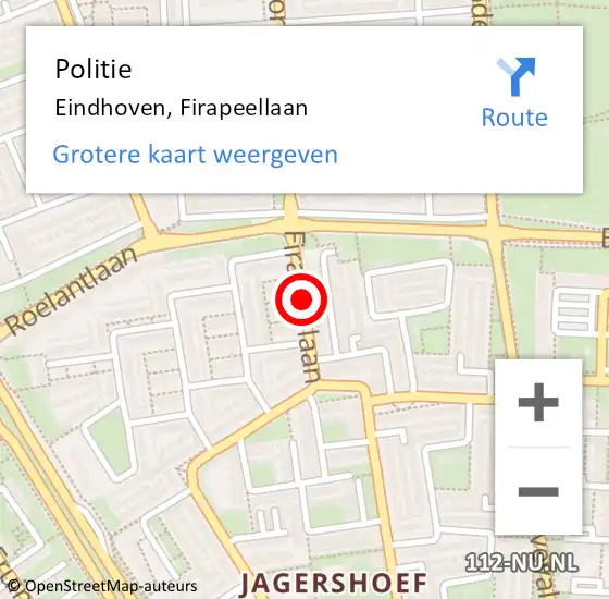 Locatie op kaart van de 112 melding: Politie Eindhoven, Firapeellaan op 6 april 2020 13:07