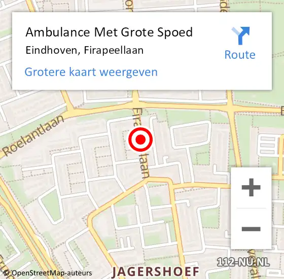 Locatie op kaart van de 112 melding: Ambulance Met Grote Spoed Naar Eindhoven, Firapeellaan op 6 april 2020 13:11