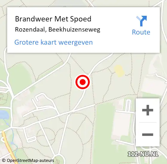 Locatie op kaart van de 112 melding: Brandweer Met Spoed Naar Rozendaal, Beekhuizenseweg op 6 april 2020 13:19