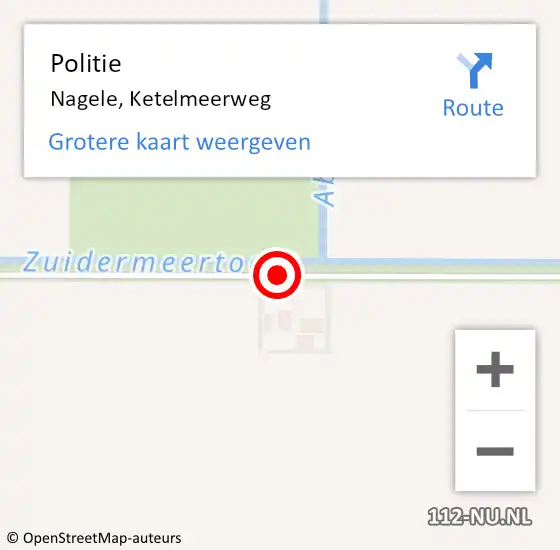 Locatie op kaart van de 112 melding: Politie Nagele, Ketelmeerweg op 6 april 2020 13:47