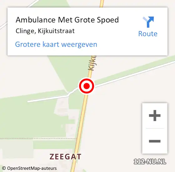 Locatie op kaart van de 112 melding: Ambulance Met Grote Spoed Naar Clinge, Kijkuitstraat op 6 april 2020 14:01