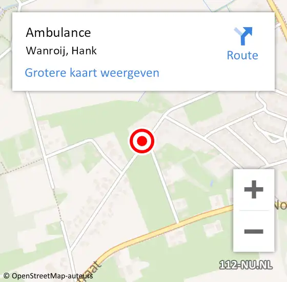 Locatie op kaart van de 112 melding: Ambulance Wanroij, Hank op 6 april 2020 14:50