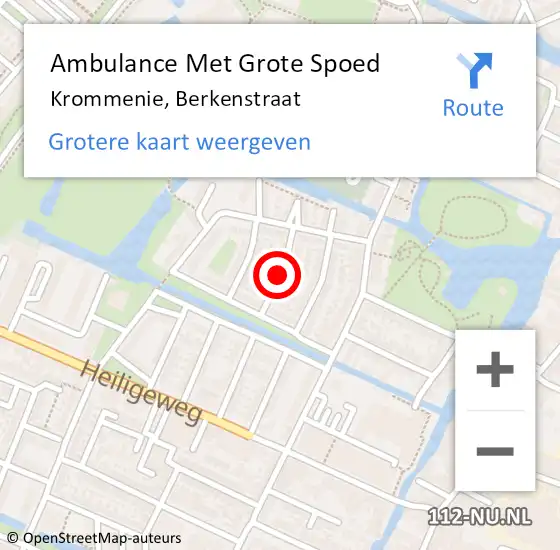 Locatie op kaart van de 112 melding: Ambulance Met Grote Spoed Naar Krommenie, Berkenstraat op 6 april 2020 15:13