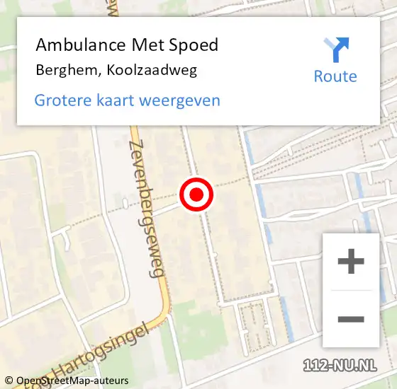 Locatie op kaart van de 112 melding: Ambulance Met Spoed Naar Berghem, Koolzaadweg op 6 april 2020 15:21