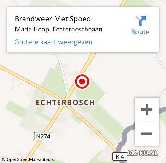 Locatie op kaart van de 112 melding: Brandweer Met Spoed Naar Maria Hoop, Echterboschbaan op 6 april 2020 16:16