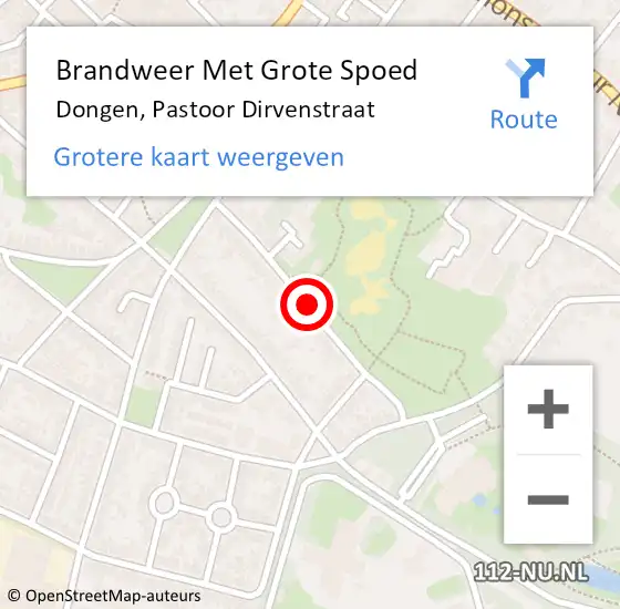 Locatie op kaart van de 112 melding: Brandweer Met Grote Spoed Naar Dongen, Pastoor Dirvenstraat op 6 april 2020 16:28