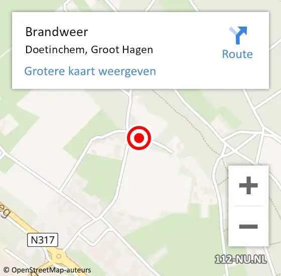 Locatie op kaart van de 112 melding: Brandweer Doetinchem, Groot Hagen op 6 april 2020 16:35