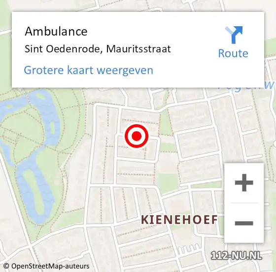 Locatie op kaart van de 112 melding: Ambulance Sint Oedenrode, Mauritsstraat op 6 april 2020 16:55