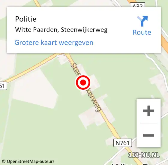 Locatie op kaart van de 112 melding: Politie Witte Paarden, Steenwijkerweg op 6 april 2020 17:47