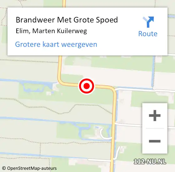 Locatie op kaart van de 112 melding: Brandweer Met Grote Spoed Naar Elim, Marten Kuilerweg op 6 april 2020 18:49