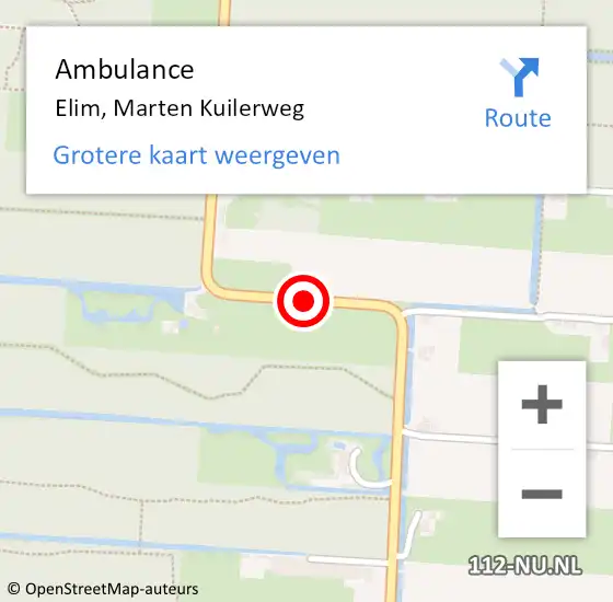 Locatie op kaart van de 112 melding: Ambulance Elim, Marten Kuilerweg op 6 april 2020 19:30