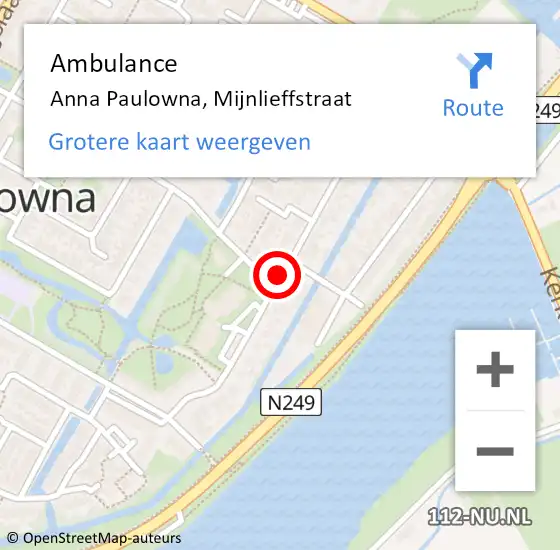 Locatie op kaart van de 112 melding: Ambulance Anna Paulowna, Mijnlieffstraat op 6 april 2020 20:46