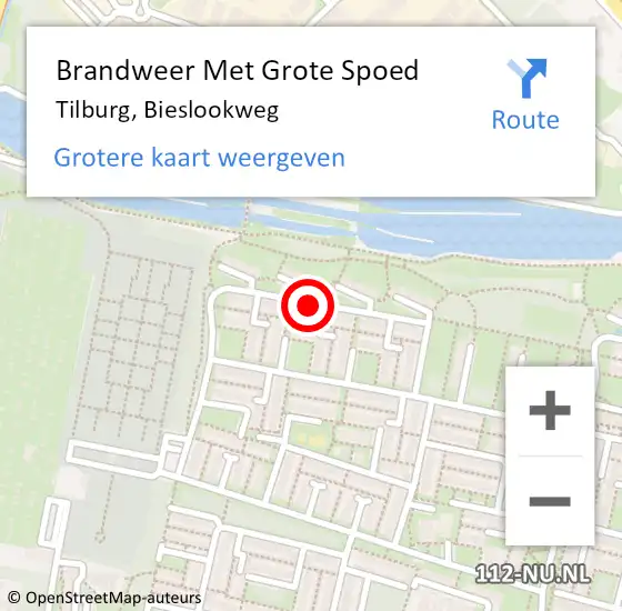 Locatie op kaart van de 112 melding: Brandweer Met Grote Spoed Naar Tilburg, Bieslookweg op 6 april 2020 20:52