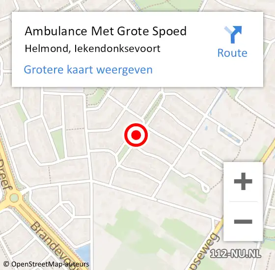 Locatie op kaart van de 112 melding: Ambulance Met Grote Spoed Naar Helmond, Iekendonksevoort op 6 april 2020 20:59