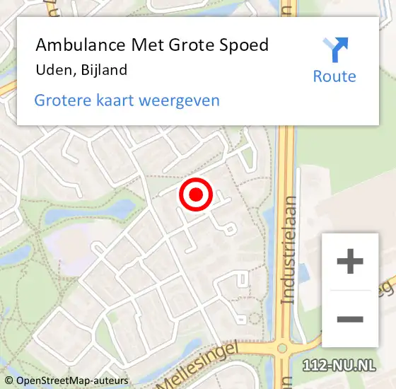 Locatie op kaart van de 112 melding: Ambulance Met Grote Spoed Naar Uden, Bijland op 6 april 2020 21:41