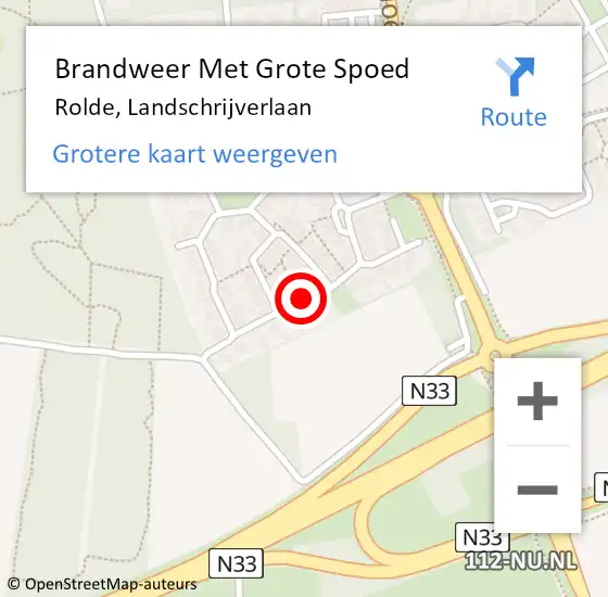 Locatie op kaart van de 112 melding: Brandweer Met Grote Spoed Naar Rolde, Landschrijverlaan op 6 april 2020 21:47