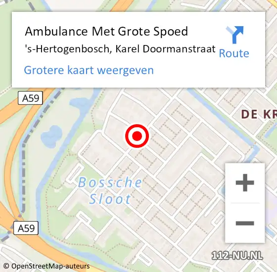 Locatie op kaart van de 112 melding: Ambulance Met Grote Spoed Naar 's-Hertogenbosch, Karel Doormanstraat op 6 april 2020 22:27