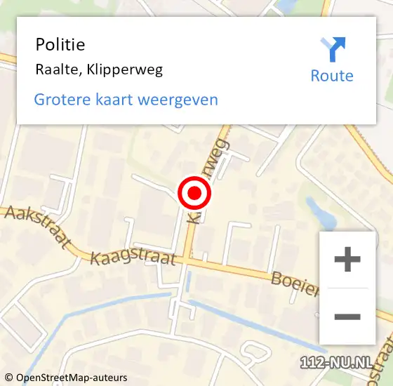 Locatie op kaart van de 112 melding: Politie Raalte, Klipperweg op 6 april 2020 23:06