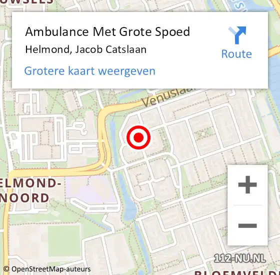 Locatie op kaart van de 112 melding: Ambulance Met Grote Spoed Naar Helmond, Jacob Catslaan op 6 april 2020 23:10