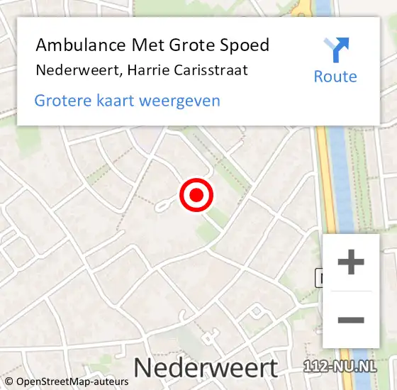 Locatie op kaart van de 112 melding: Ambulance Met Grote Spoed Naar Nederweert, Harrie Carisstraat op 30 september 2013 18:19