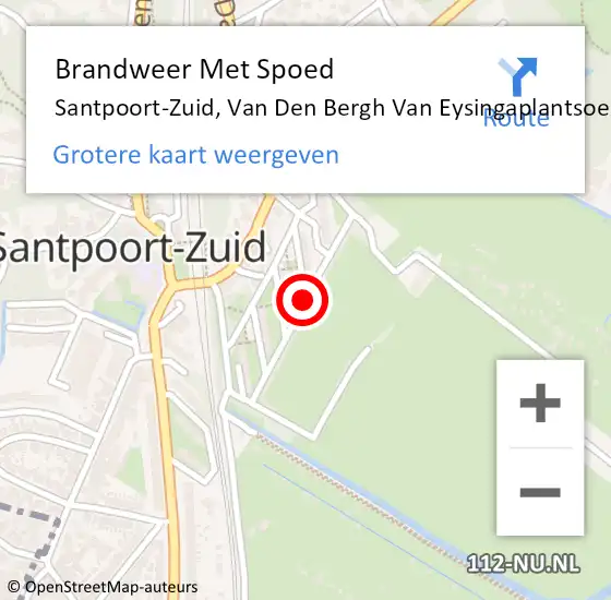 Locatie op kaart van de 112 melding: Brandweer Met Spoed Naar Santpoort-Zuid, Van Den Bergh Van Eysingaplantsoen op 7 april 2020 00:16