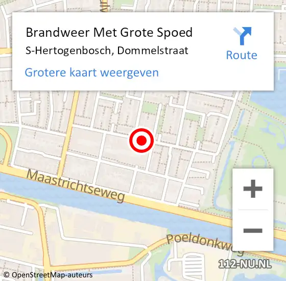 Locatie op kaart van de 112 melding: Brandweer Met Grote Spoed Naar S-Hertogenbosch, Dommelstraat op 7 april 2020 03:07