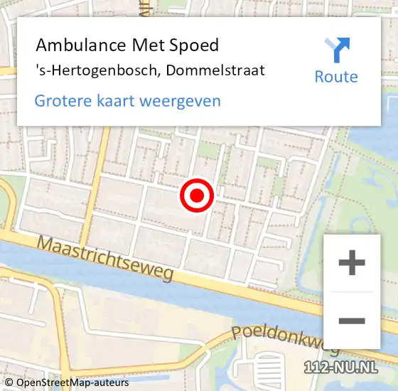 Locatie op kaart van de 112 melding: Ambulance Met Spoed Naar 's-Hertogenbosch, Dommelstraat op 7 april 2020 03:25