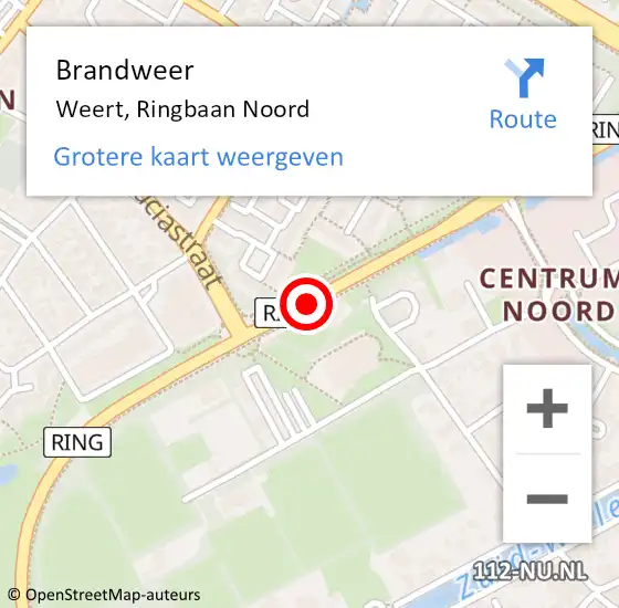 Locatie op kaart van de 112 melding: Brandweer Weert, Ringbaan Noord op 7 april 2020 03:54