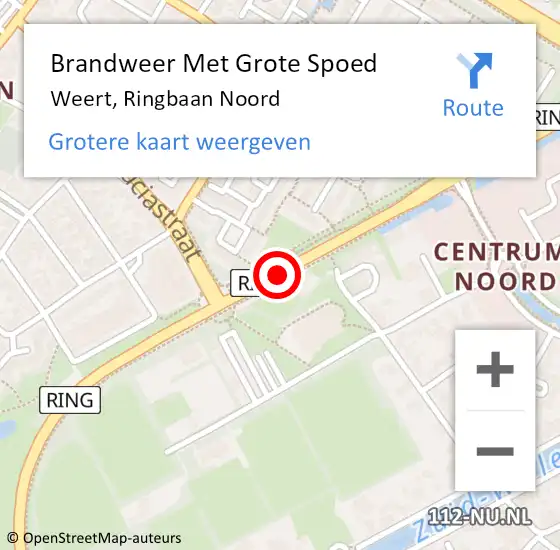 Locatie op kaart van de 112 melding: Brandweer Met Grote Spoed Naar Weert, Ringbaan Noord op 7 april 2020 03:55