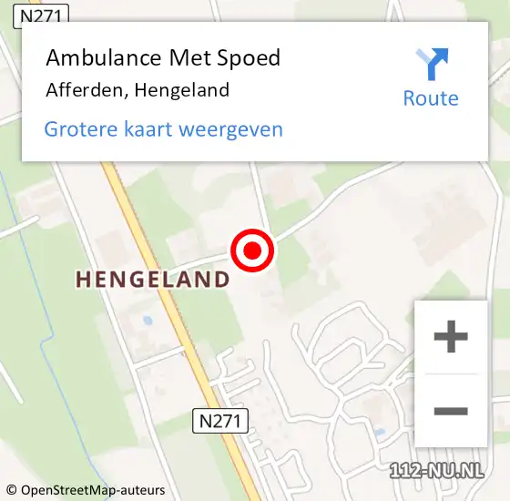 Locatie op kaart van de 112 melding: Ambulance Met Spoed Naar Afferden, Hengeland op 7 april 2020 08:09