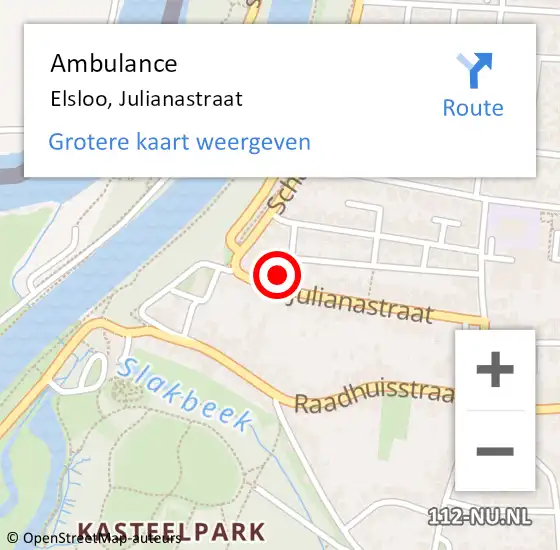 Locatie op kaart van de 112 melding: Ambulance Elsloo, Julianastraat op 3 mei 2014 11:37