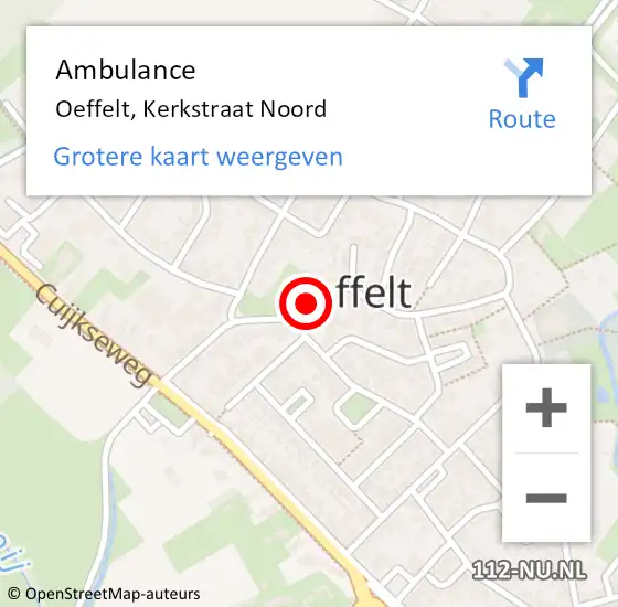 Locatie op kaart van de 112 melding: Ambulance Oeffelt, Kerkstraat Noord op 7 april 2020 11:14