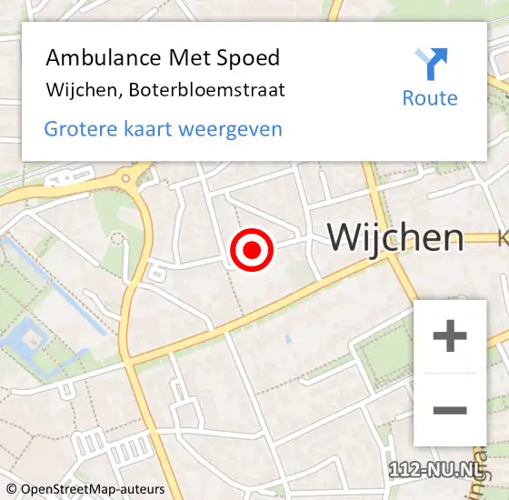 Locatie op kaart van de 112 melding: Ambulance Met Spoed Naar Wijchen, Boterbloemstraat op 7 april 2020 11:30