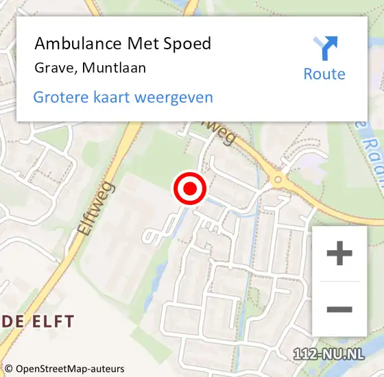 Locatie op kaart van de 112 melding: Ambulance Met Spoed Naar Grave, Muntlaan op 7 april 2020 11:31