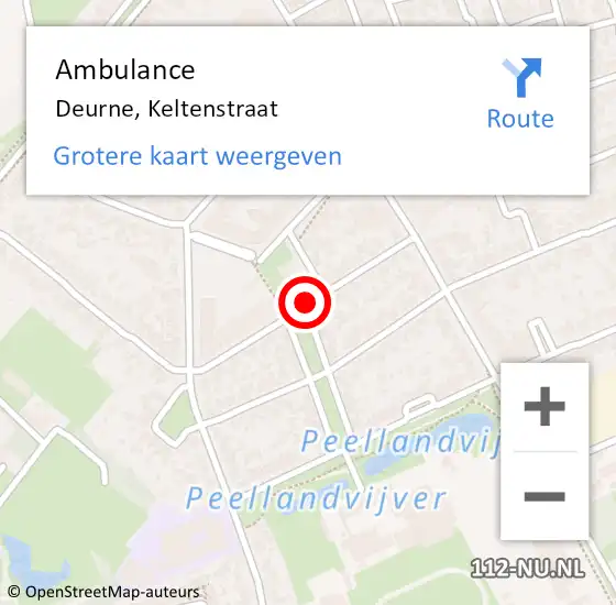 Locatie op kaart van de 112 melding: Ambulance Deurne, Keltenstraat op 7 april 2020 12:06