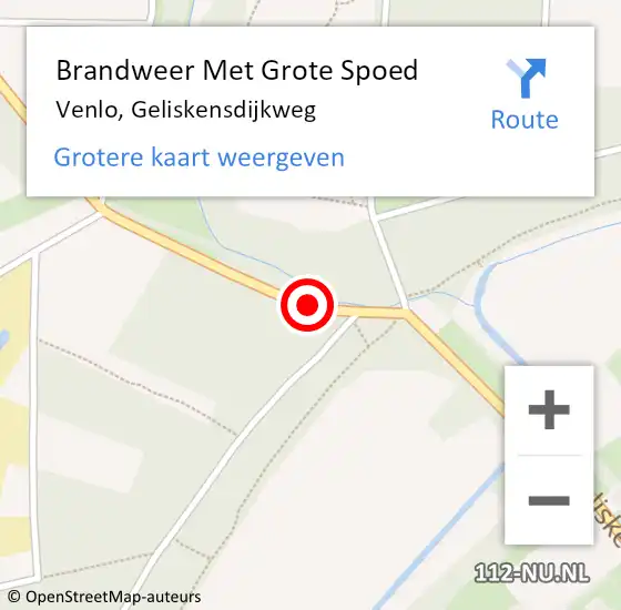 Locatie op kaart van de 112 melding: Brandweer Met Grote Spoed Naar Venlo, Geliskensdijkweg op 7 april 2020 12:27