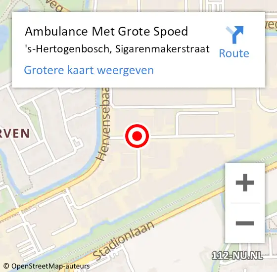 Locatie op kaart van de 112 melding: Ambulance Met Grote Spoed Naar 's-Hertogenbosch, Sigarenmakerstraat op 7 april 2020 14:07